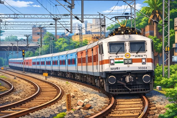 WAP 7 engine with LHB coaches — Indian Railways